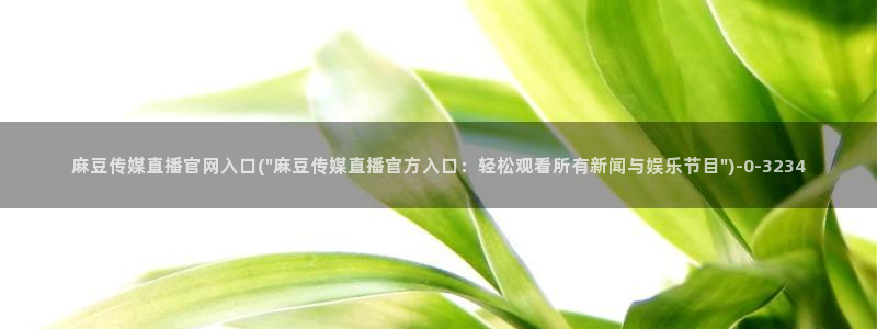 麻豆传媒直播app官网